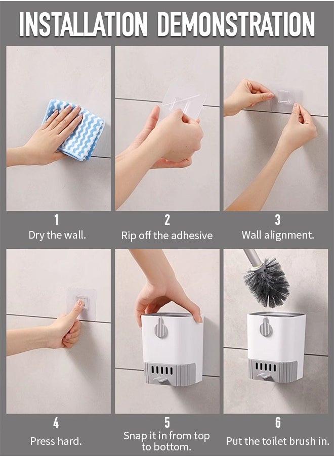 Generic - Toilet Cleaning Brush and Holder, Wall-Mounted Design, with Drain Box, Effectively Inhibits Bacterial Growth and Copes with Various Stains - Image 1