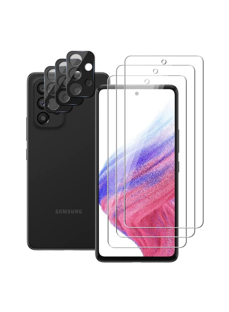 general 3-Pack Tempered Glass Screen Protector for Samsung Galaxy A53 5G with 3-Piece Rear Camera, 0.33mm 9H Hardness, Scratch Resistant, Ultra HD Screen Protector - Image 1