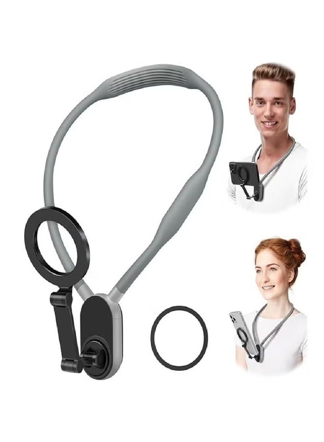 TELESIN Neck Phone Holder Hands-Free POV/Vlog Selfie Mount for iPhone 15/14/13/12 & All Smartphones (Grey) - Image 1