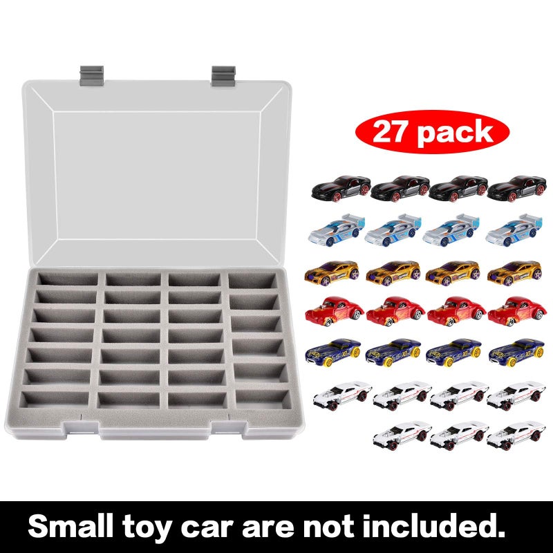 FULLCASE Display Case for Hot Wheels Cars, Toy Organizer Storage Box Holds 27 Toy Cars, Portable Carrying Container with 4 Size Slots for Hotwheels (Box Only) - Image 4