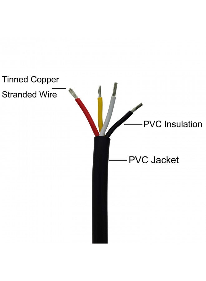CBAZY 24AWG UL2464 Power Cable Stranded Electrical Wire LED Red & Black & Yellow& White 4 Conductors tinned Copper (2464-24AWG-4C- 25ft) - Image 2