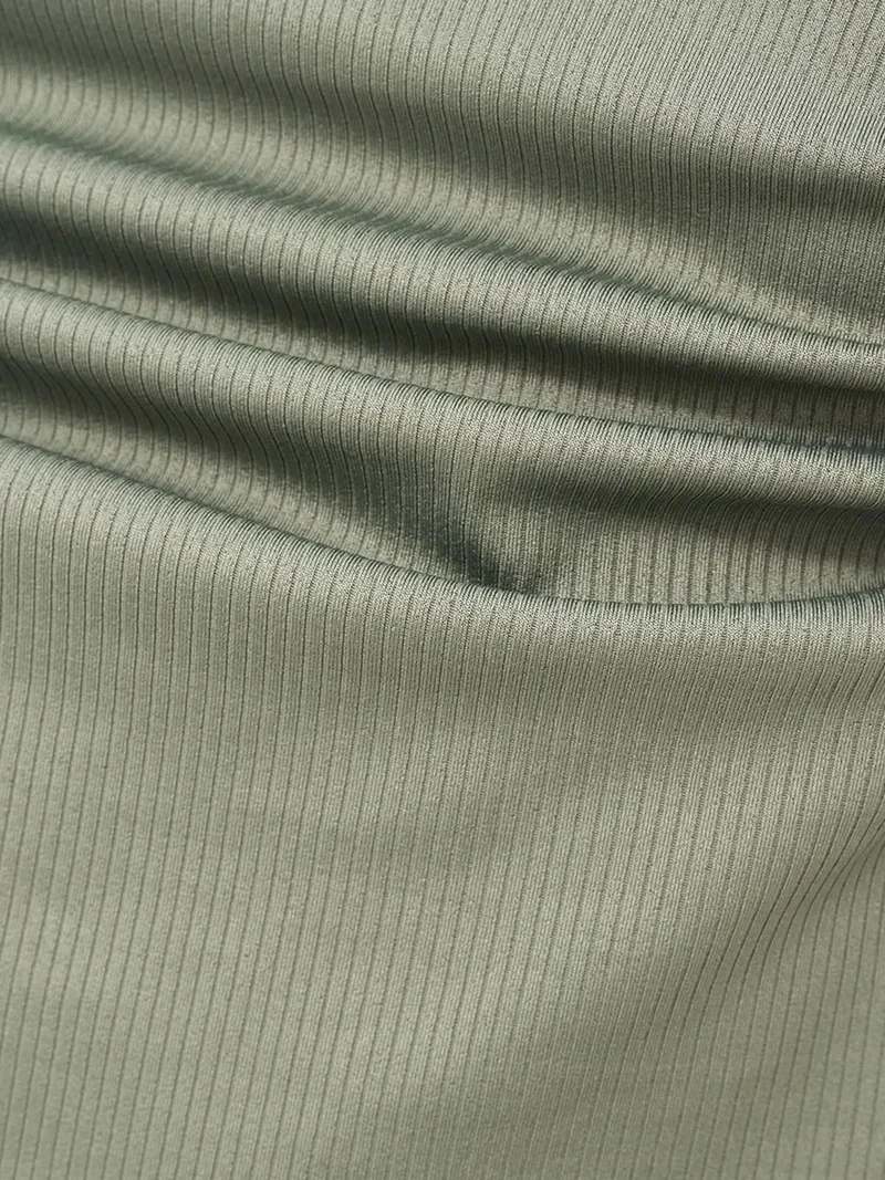 Hiccup Khaki Green Ruched Square-Neck Blouse for Women | Best Price UAE