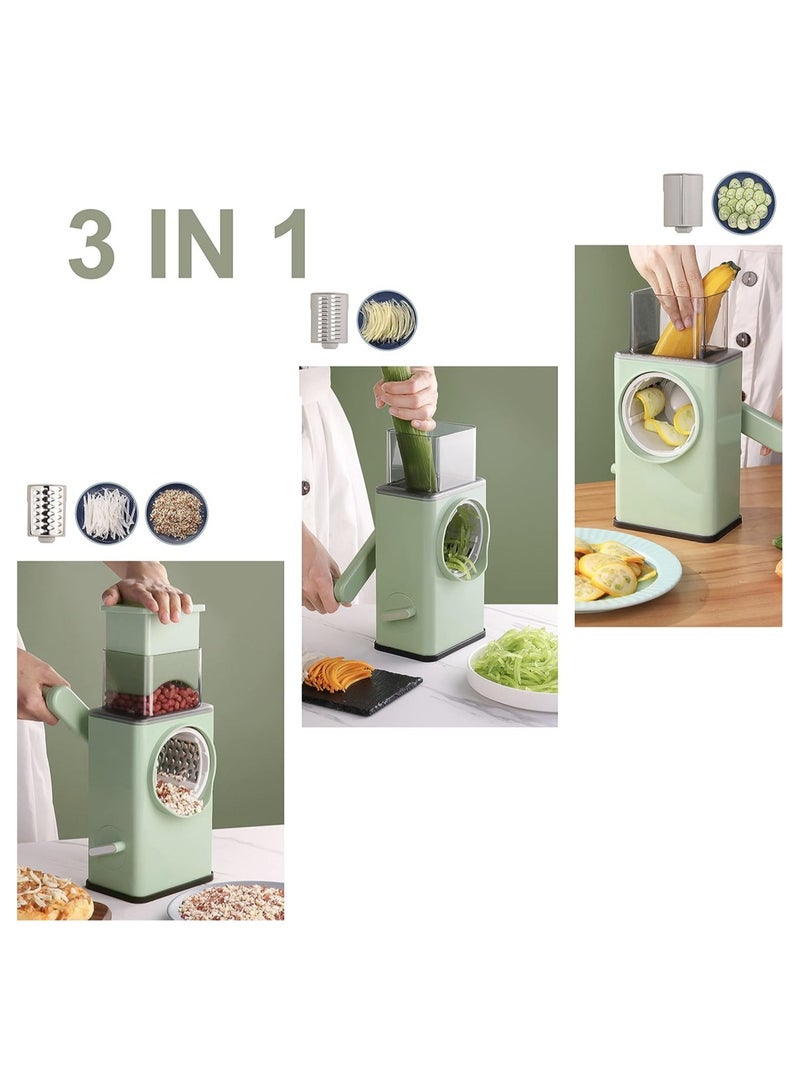 ELTRAZONE Vegetable Shredder Round Mandoline Slicer, Grater, Salad Maker - Large Feed Port - Suction Base - Vegetable, Fruit, Cookie, OREO, Nuts (Green) - Image 2