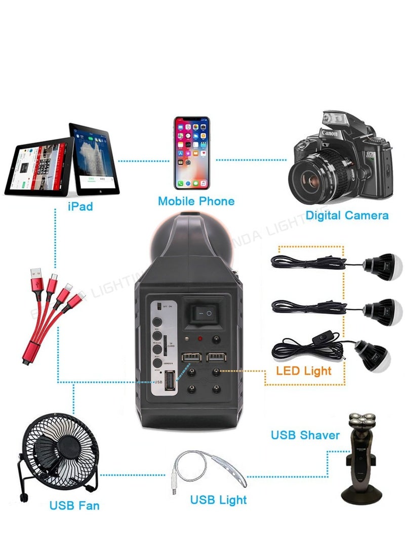 GD-102 Solar-Powered Multifunctional Wireless Speaker Light | With Bluetooth, FM Radio, LED Light and External Bulb | USB/TF Card/MP3 Playback Support - Image 5