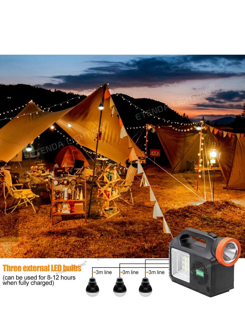 GD-102 Solar-Powered Multifunctional Wireless Speaker Light | With Bluetooth, FM Radio, LED Light and External Bulb | USB/TF Card/MP3 Playback Support - Image 2