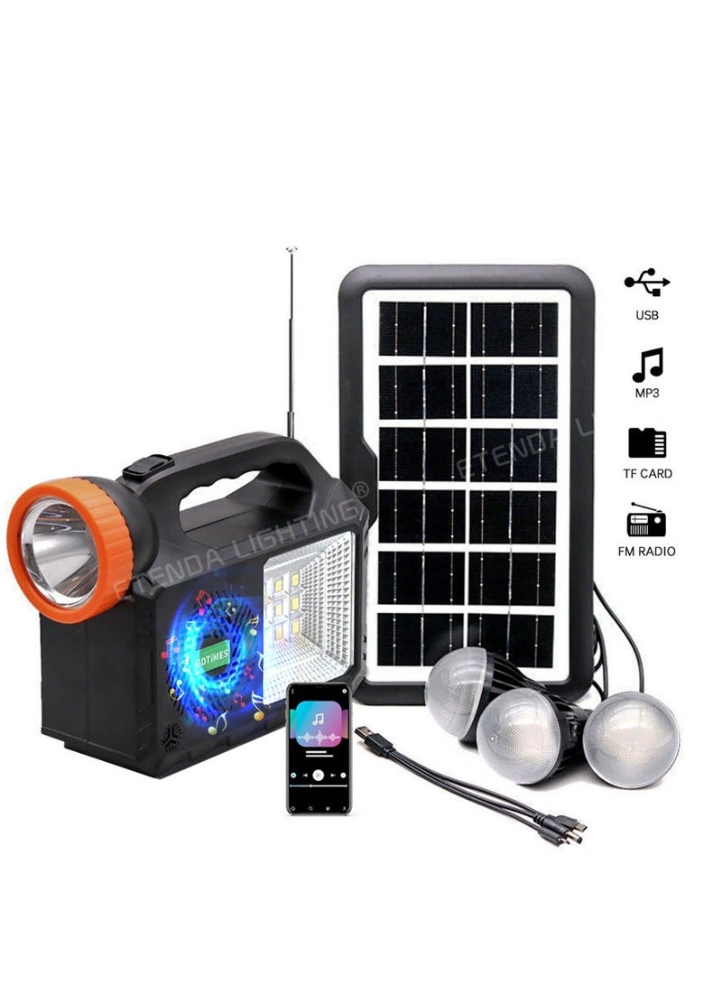 GD-102 Solar-Powered Multifunctional Wireless Speaker Light | With Bluetooth, FM Radio, LED Light and External Bulb | USB/TF Card/MP3 Playback Support - Image 3