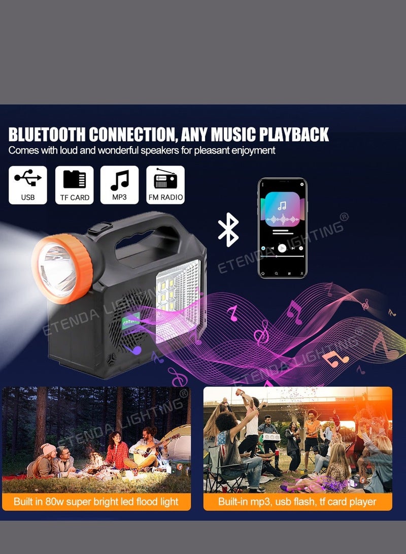 GD-102 Solar-Powered Multifunctional Wireless Speaker Light | With Bluetooth, FM Radio, LED Light and External Bulb | USB/TF Card/MP3 Playback Support - Image 1