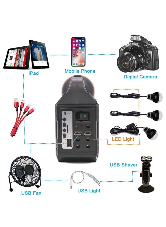 etenda Solar Camping Light with Speaker | Bluetooth FM Radio Emergency Light | Portable Outdoor Solar Lamp | USB/TF Card MP3 Playback Support - Image 3