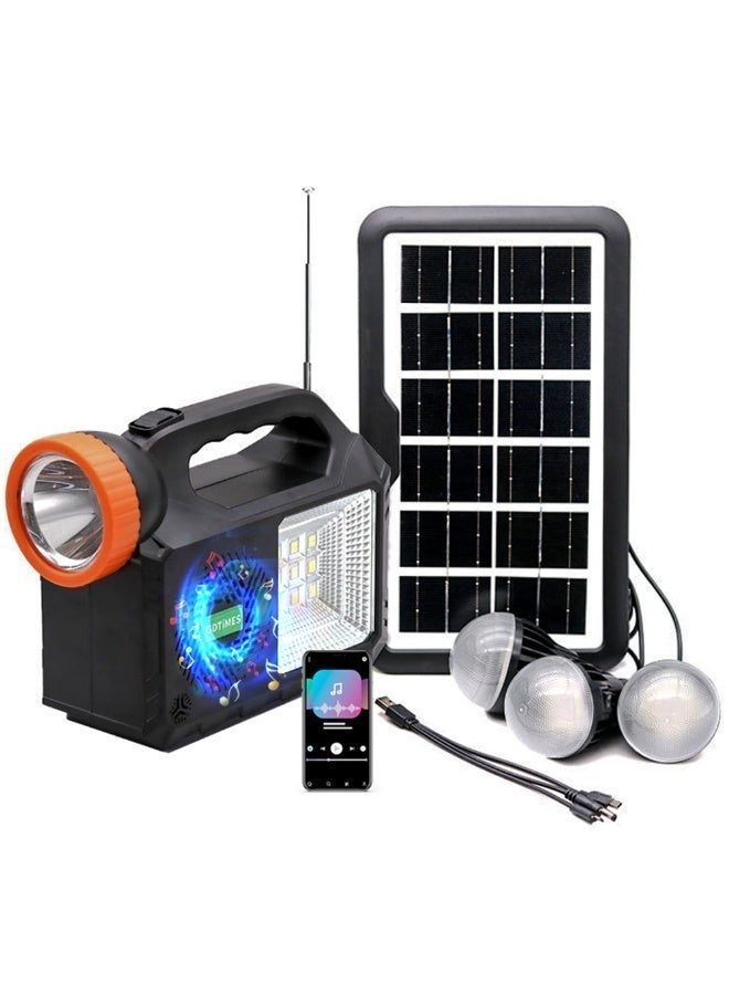etenda Solar Camping Light with Speaker | Bluetooth FM Radio Emergency Light | Portable Outdoor Solar Lamp | USB/TF Card MP3 Playback Support - Image 2