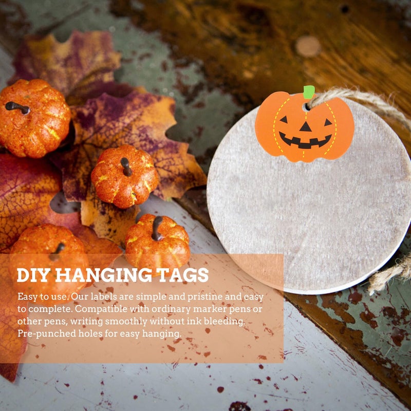 50 Pcs Halloween Pumpkin Hanging Tags Kraft Paper Tags for Party Decorations - Image 4