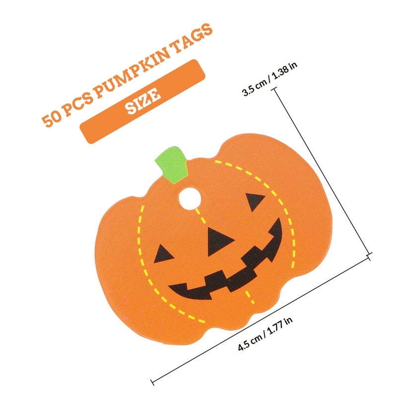 50 Pcs Halloween Pumpkin Hanging Tags Kraft Paper Tags for Party Decorations - Image 3