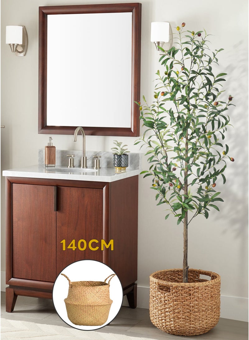 Sharpdo Artificial Olive Tree, 140cm Tall Faux Plant in Pot with Stable Base, Realistic Potted Olive Tree for Living Room, Modern Home and Office Indoor Decoration - Image 1