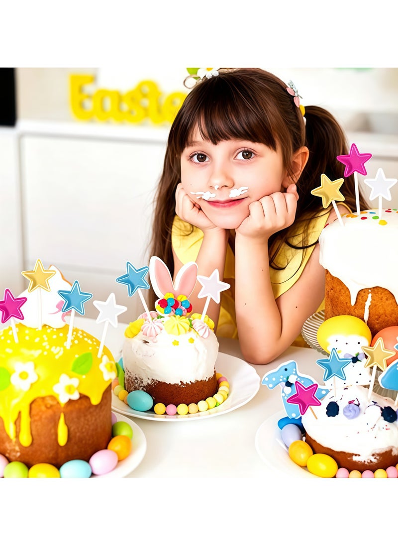 50PCS Star Cupcake Toppers Cake Decorations, Cake Dessert and Cupcake Decor, Holiday and Party Accessories, MultiColor for Kids Baby Shower Birthday Party Cake Decoration(Star) - Image 5