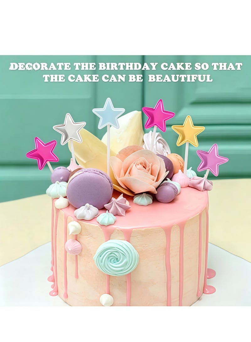 50PCS Star Cupcake Toppers Cake Decorations, Cake Dessert and Cupcake Decor, Holiday and Party Accessories, MultiColor for Kids Baby Shower Birthday Party Cake Decoration(Star) - Image 4