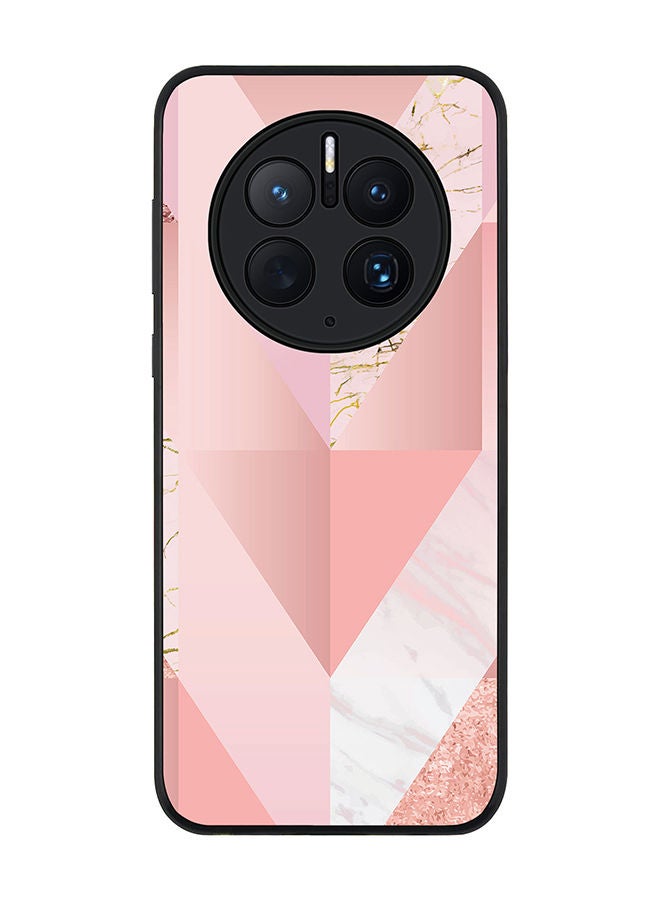 Stylizedd Rugged Black edge case for Huawei Mate 50 Pro Slim fit Soft Case Flexible Rubber Edges Anti Drop TPU Gel Thin Cover - Marble Pink Vintage - Image 1