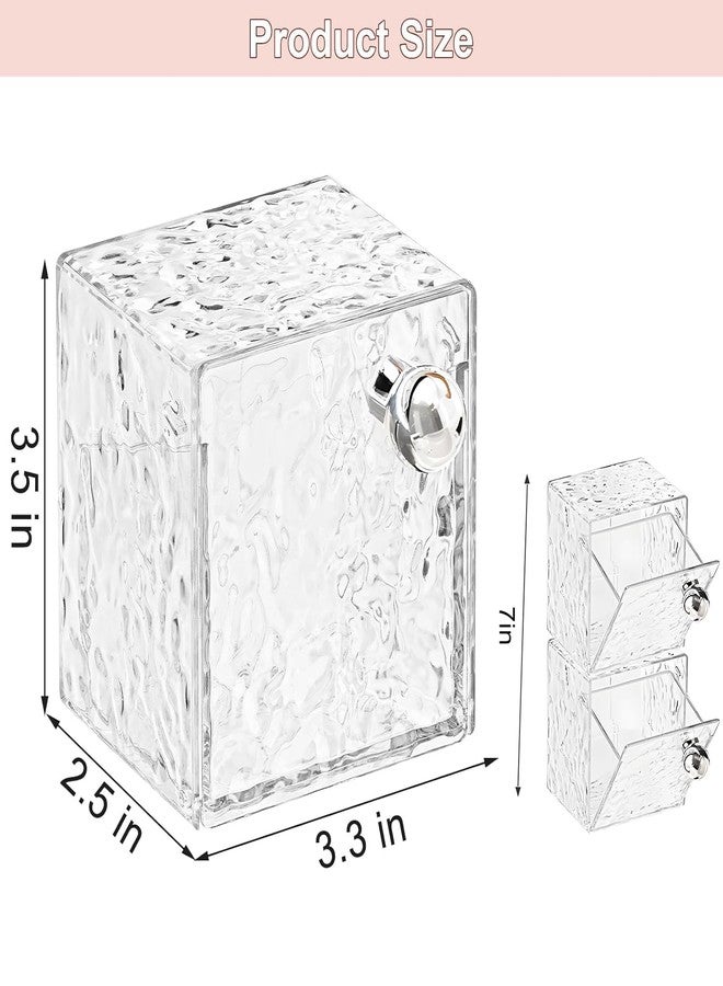 IWNTWY Qtip Holder Dispenser, Wall Mounted Plastic Cotton Pad Holder, Cotton Ball, Swabs, Floss, Makeup Organizers Containers for Vanity Bathroom (Clear, 2 Pcs) - Image 2