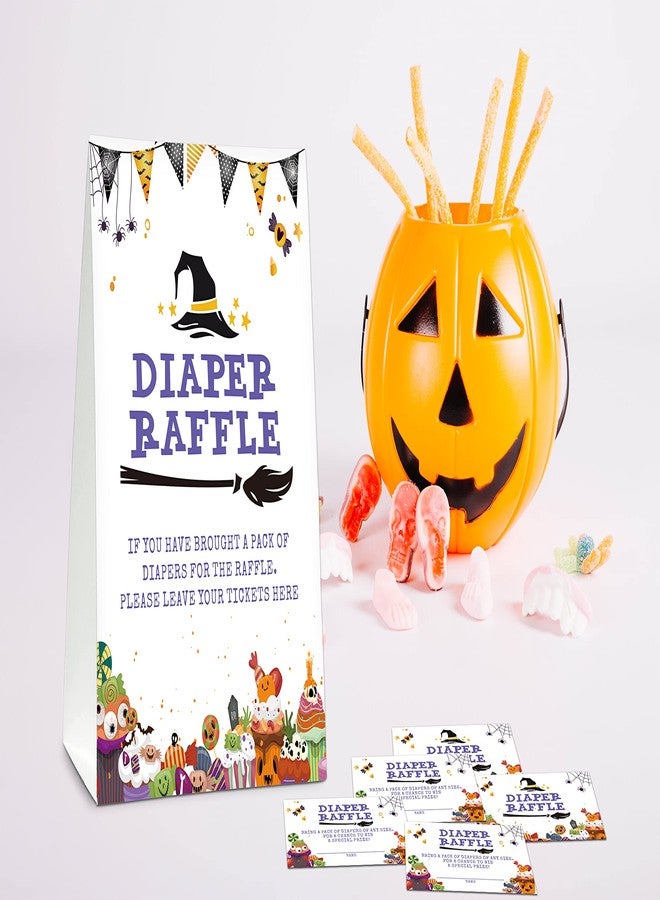 Levitatinyear Halloween Diaper Raffle Game Sign and Card, Halloween Baby Shower Party Game Set, 1 Sign With 50 Raffle Tickets -LK-011 - Image 3