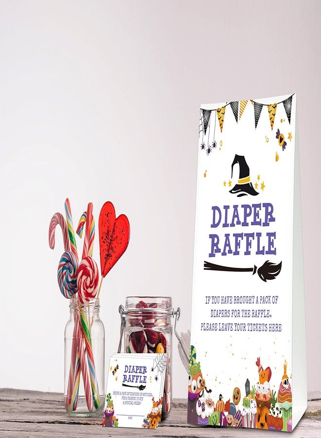Levitatinyear Halloween Diaper Raffle Game Sign and Card, Halloween Baby Shower Party Game Set, 1 Sign With 50 Raffle Tickets -LK-011 - Image 4
