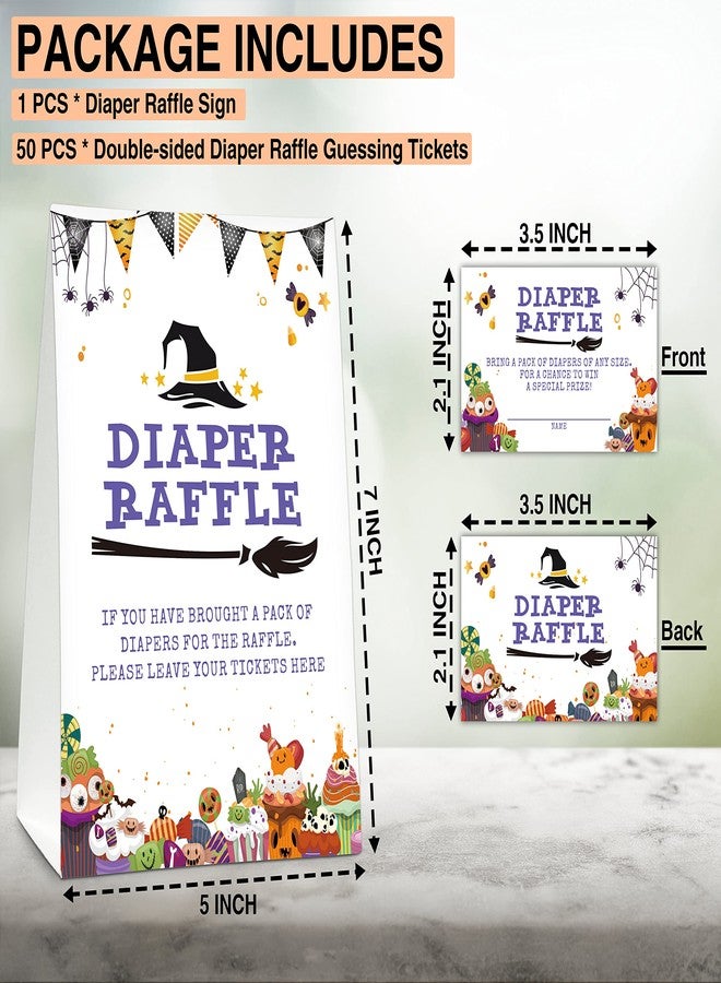 Levitatinyear Halloween Diaper Raffle Game Sign and Card, Halloween Baby Shower Party Game Set, 1 Sign With 50 Raffle Tickets -LK-011 - Image 2