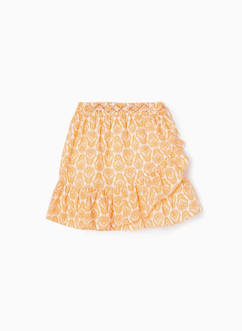 زيبي Floral Cotton Skirt with Ruffles for Girls 'You&Me'