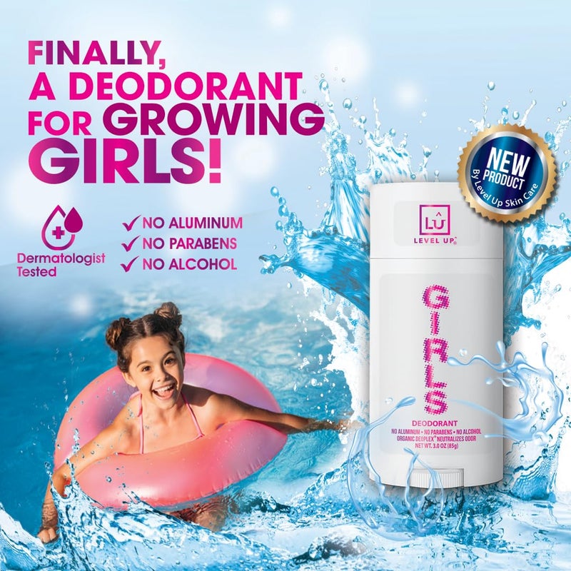 Level Up Girls Deodorant: Aluminum-Free, Alcohol-Free, Paraben-Free, 24 Hr Odor Protection, Clean Fresh Scent, Kids  Tweens, Made in the USA - Image 3