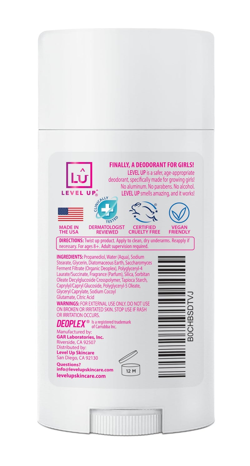 Level Up Girls Deodorant: Aluminum-Free, Alcohol-Free, Paraben-Free, 24 Hr Odor Protection, Clean Fresh Scent, Kids  Tweens, Made in the USA - Image 2