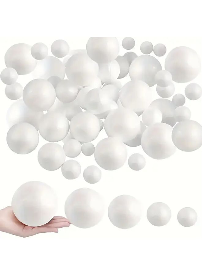 كرات رغوية بيضاء حرفية 1 2 3 4 5 سم 12 قطعة 60 عبوة للديكور DIY مدرسة الفنون زفاف عيد الميلاد - Image 1