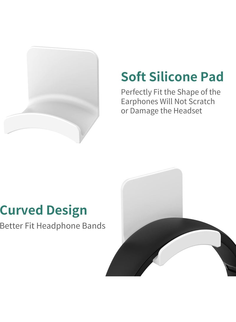 2 PACK Headphone Stand Headset Holder, Adhesive Gaming Earphones Hanger, Universal Desk Wall Mount Hook for All - Image 2