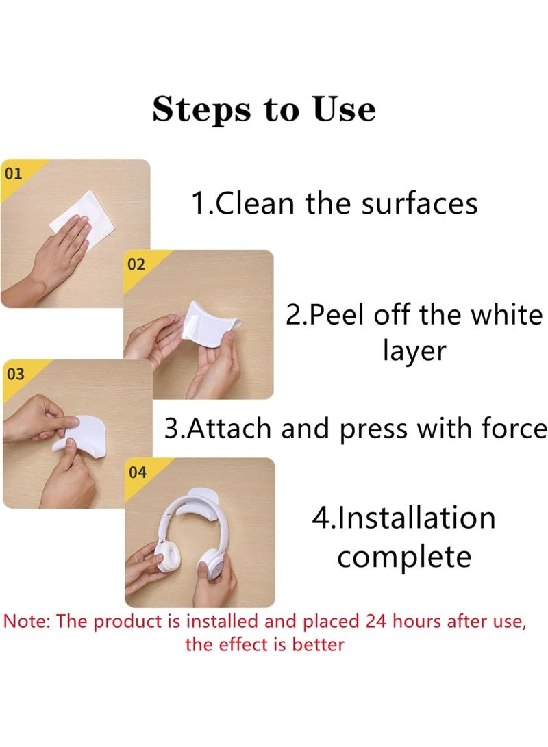 2 PACK Headphone Stand Headset Holder, Adhesive Gaming Earphones Hanger, Universal Desk Wall Mount Hook for All - Image 5