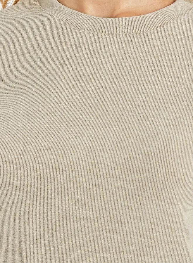 Styli Ribbed Regular Fit Round Neck T-Shirt