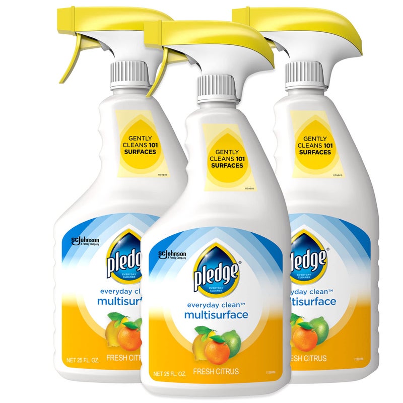 Pledge pH-Balanced Multisurface Cleaner Spray for Everyday Care, Fresh Citrus Scent, 25oz (Pack of 3) - Image 1
