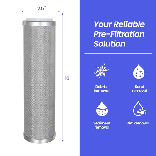 Amwater Stainless Steel Cleanable Wire Mesh Filter Cartridge 10”Length,2.5"OD(100 Micron) - Image 2