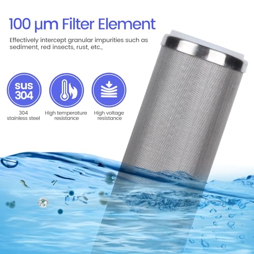 Amwater Stainless Steel Cleanable Wire Mesh Filter Cartridge 10”Length,2.5"OD(100 Micron) - Image 3