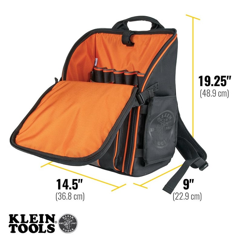 Klein Tools 55482 Tool Bag Backpack, Heavy Duty Tradesman Pro Tool Organizer with 21 Pockets and Large Interior, Water Resistant - Image 3