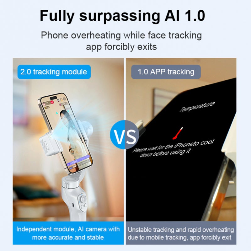 3-Axis Stabilizer Gimbal Stabilizer for Smartphone 0.28g/0.61lbs Payload Anti-shaking Support Gestures Control BT Connection with AI Vision Sensor & Fill Light Module Replacement for iPhone - Image 5