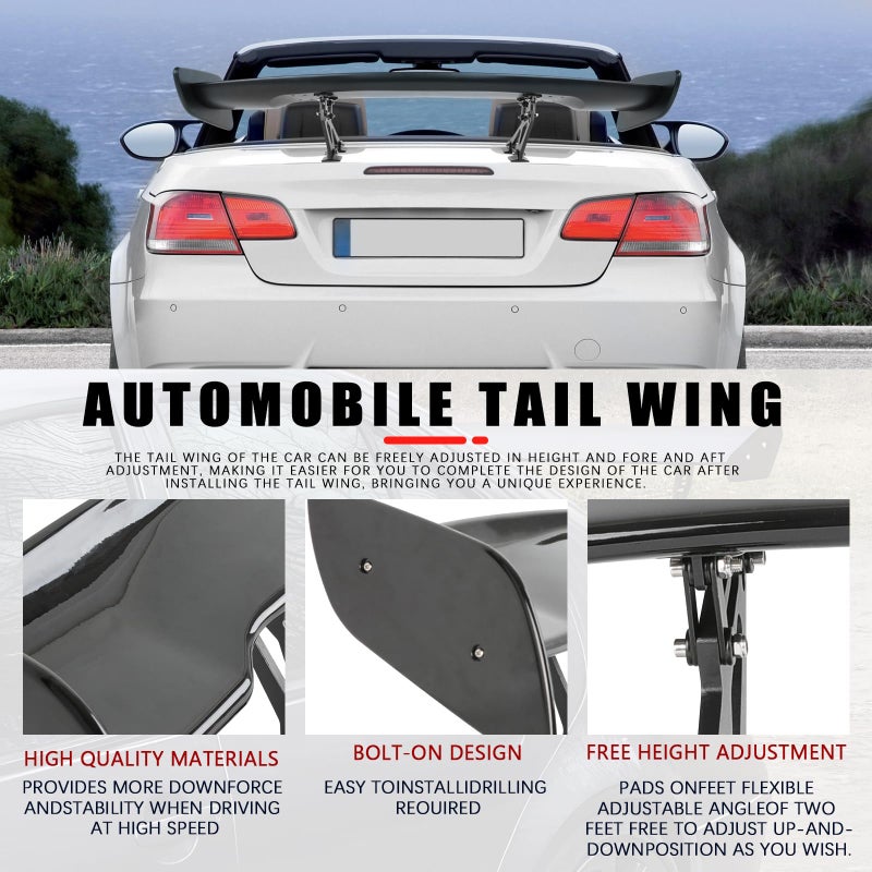 DREAMOTOR 47 Inch Universal Rear Spoiler, Adjustable GT Style Car Rear Trunk Spoiler Wing Compatible with Mazda Miata Chevy Corvette Camaro Nissan Lexus Toyota Honda Civic Ford Mustang Scion - Image 5