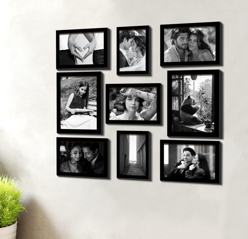 Rousrie Photo Frames For Wall With Acrylic Top | DIY Photo Frames For Wall Decoration Wall Mount, Different Size (9 Pc) - Image 1