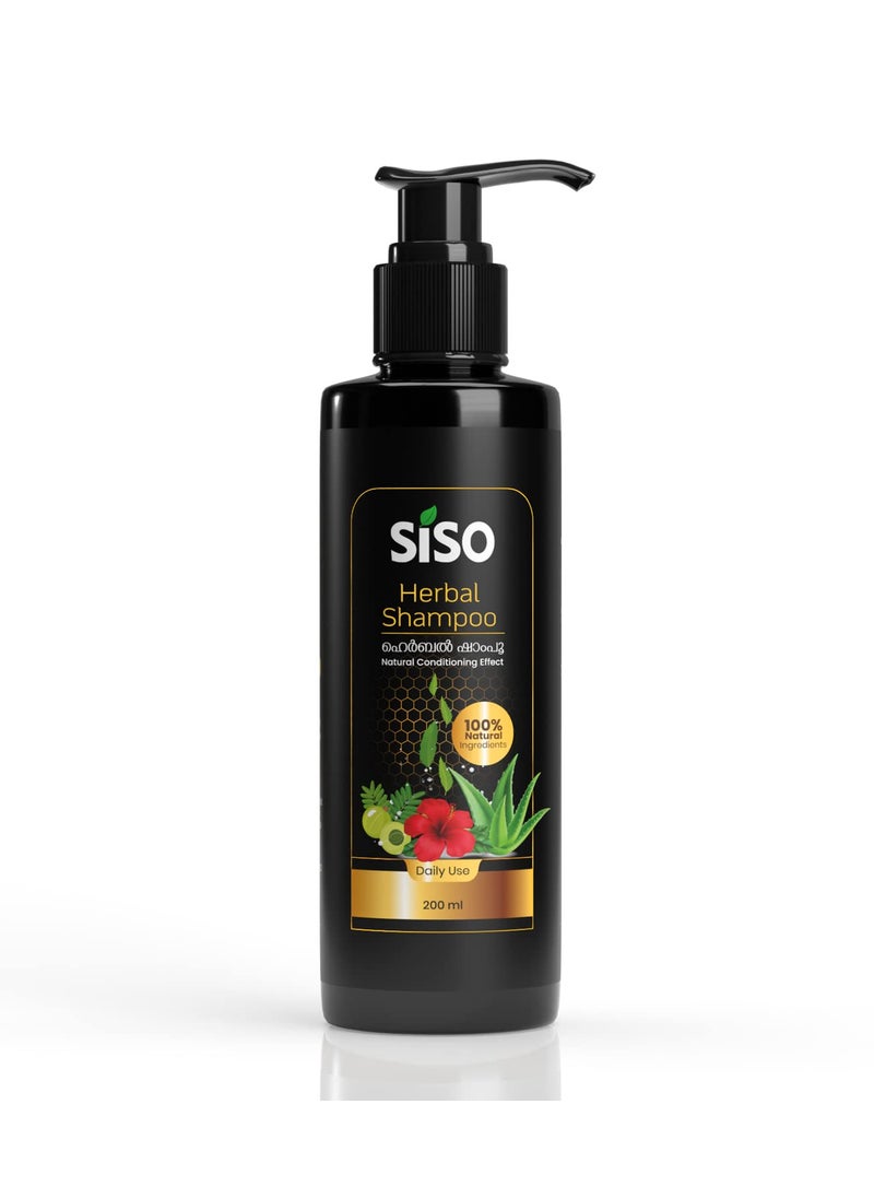 Siso Siso Herbal Shampoo with Natural Conditioning Effect 200ml | 100% Natural Ingredients - No Parabens, Sulphates, Silicones, Phthalates & SLS/SLES 