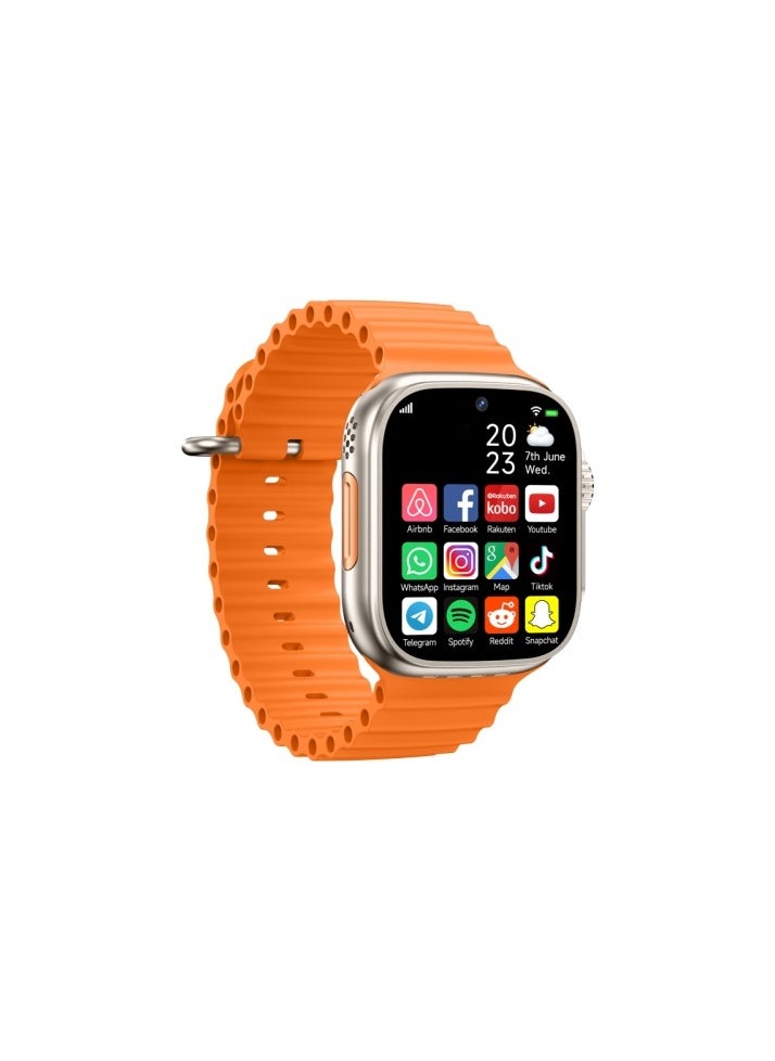 Ultra - Ultra S9 Smart Watch Series 9 With HD Screen Bluetooth Connection Video Calls Multiple Sports Modes Supports 4G SIM Card And Camera And Multiple Apps With Extra Bracelet - Orange / Black - Image 1