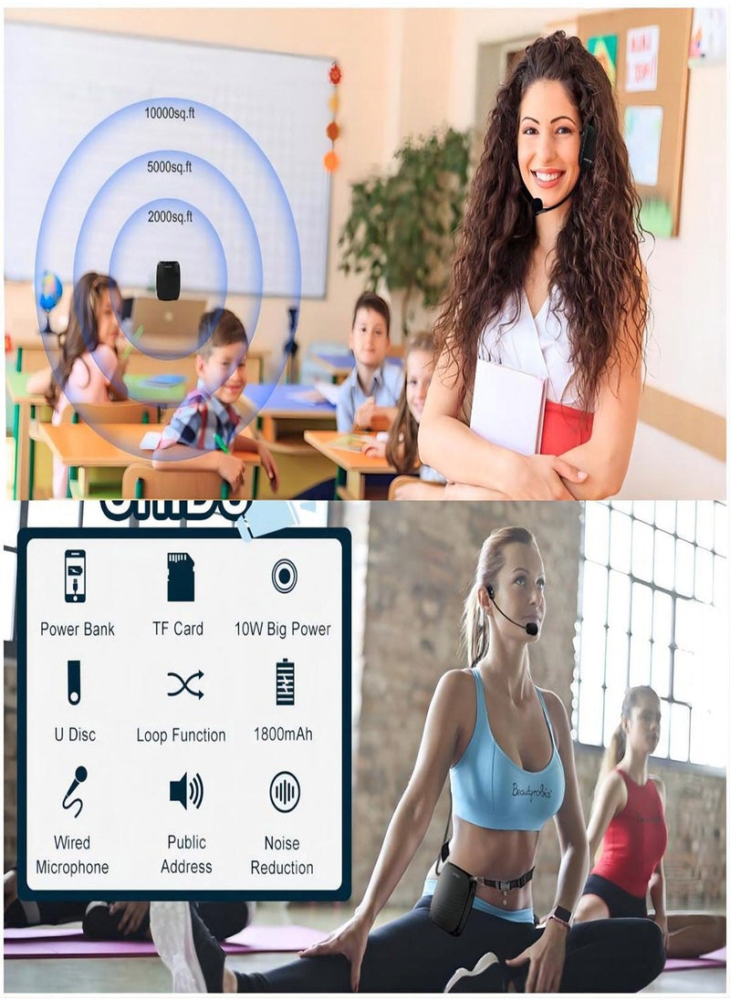 Y&D Wireless Voice Amplifier, Portable Mini Amplifier with Wired Microphone Headset Waistband, Supports MP3 Format Audio for Teachers, Singing, Coaches, Training, Presentation, Tour Guide  - Image 3
