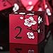 DNDND Matt Red DND Metal Dice DNDND 7 PCS Heavy Metallic DD Dice Set with Gorgeous Gift Case for Dungeons and Dragon Tabletop Game Matte Red with White Flower - Image 3