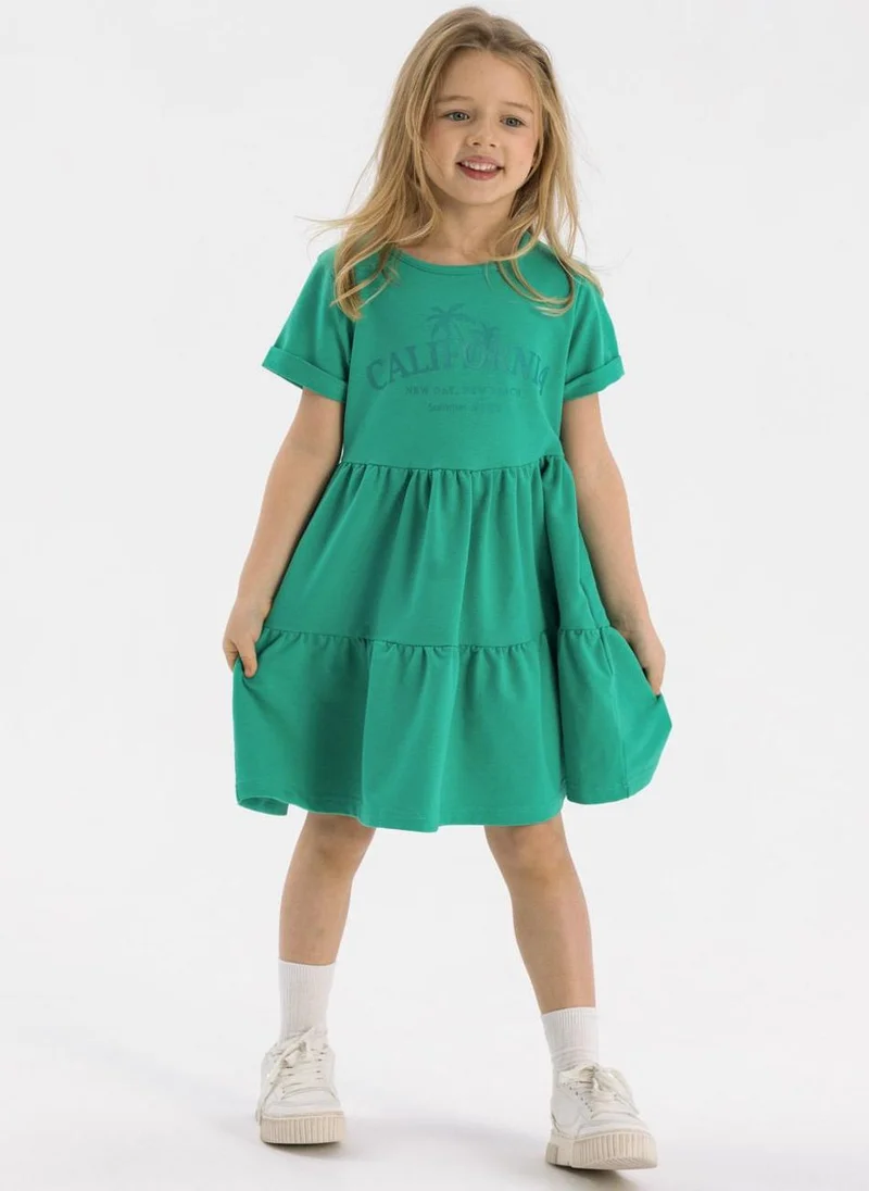 MINOTI Teen Girls Short Sleeve Fleece Tiered Dress