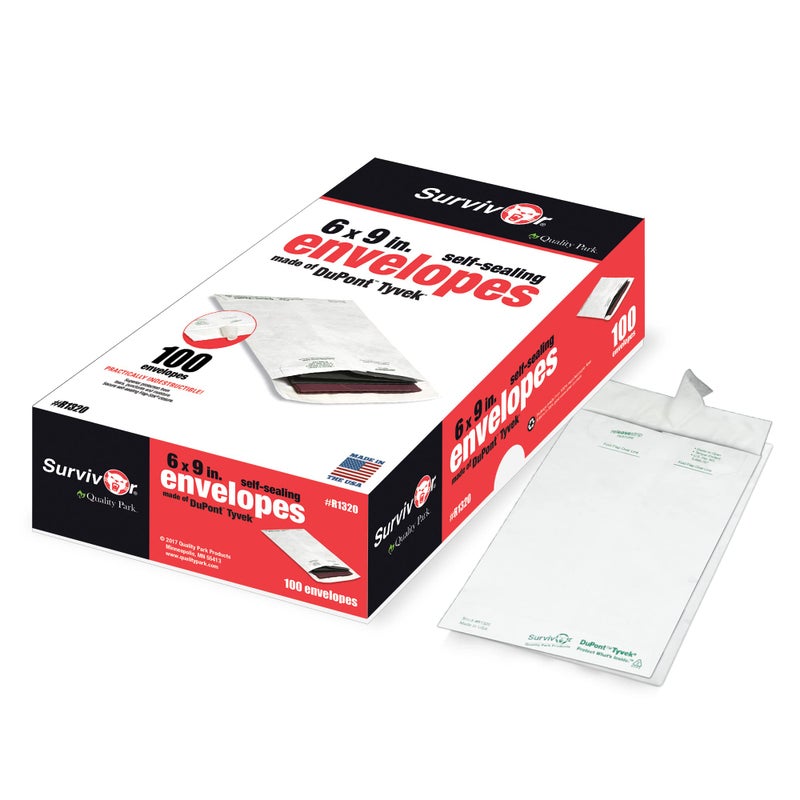 Quality Park Survivor Shipping Envelopes, 6" x 9", Made with Strong, Lightweight DuPont Tyvek Material, Flap-Stik Peel and Seal Closure, 100/Box (QUAR1320), White - Image 3