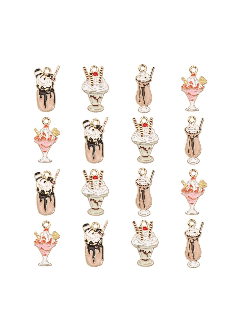 SYOSI Enamel Ice Cream Charms Kawaii Summer Sweet Food Charms Cartoon Milkshake Chocolate Sundae Dessert Charms for Jewelry Making Bulk  - Image 1