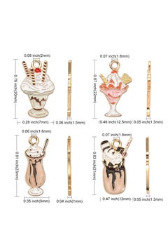 SYOSI Enamel Ice Cream Charms Kawaii Summer Sweet Food Charms Cartoon Milkshake Chocolate Sundae Dessert Charms for Jewelry Making Bulk  - Image 3