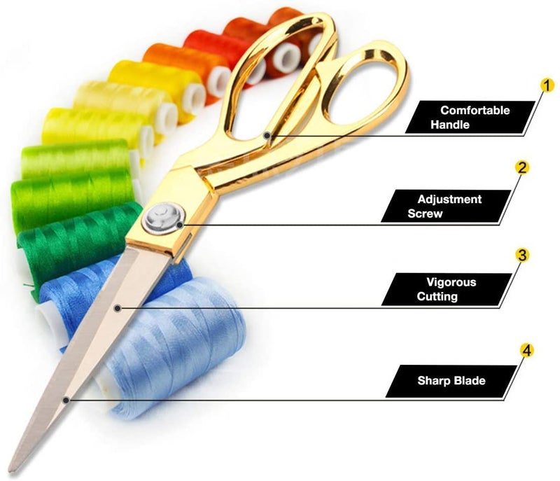 SBA PRIME SBAPRIME Professional Highly Durable Tailor Scissors Gold Stainless Steel Ribbon Cutting Sewing Dressing Gold Gold 1043 inches - Image 5