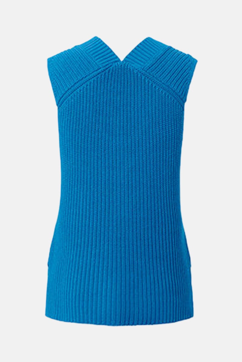 Tchibo Women Regular Fit Textured Sleeveless Sweater Vest, Blue  - Image 3