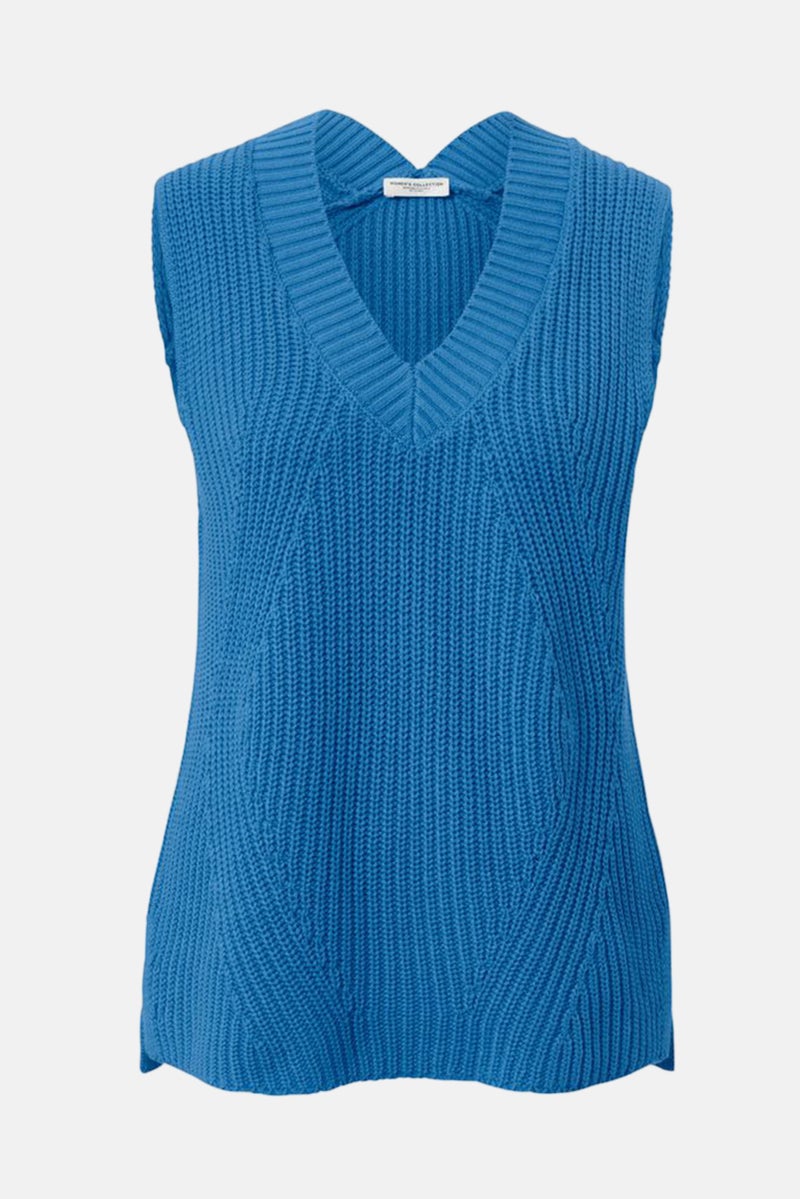 Tchibo Women Regular Fit Textured Sleeveless Sweater Vest, Blue  - Image 2