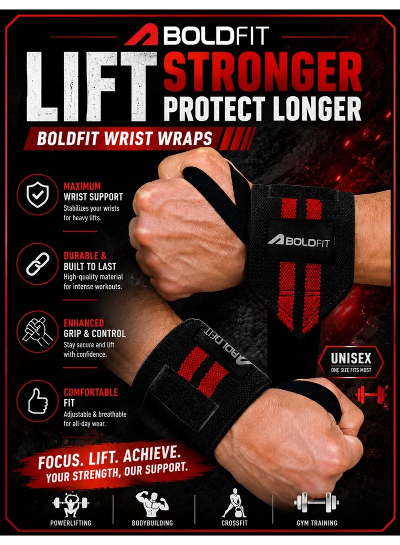 BOLDFIT Gym Hand Grip Wrist Supporter Band with Thumb Loop Straps For Men and Women - Image 1