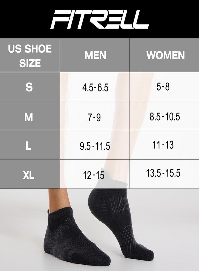 FITRELL 6 Pack Men's Athletic Running Ankle Socks Cushioned Low Cut Tab Wicking Anti-Blister Breathable Sport Socks, Black, Large - Image 2